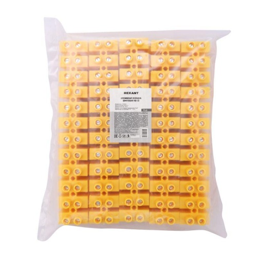 Колодка клеммная винтовая KВ-40 25-40, ток 100 A, полиэтилен желтый 10шт, REXANT | код 07-5040-3 | REXANT фото 2