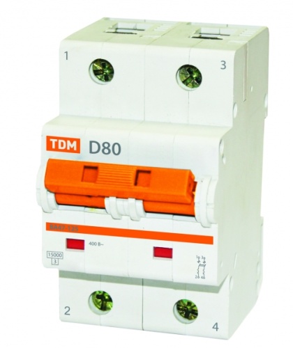 Выключатель автоматический двухполюсный ВА47-125 16А D 15кА | код. SQ0208-0014 | TDM 