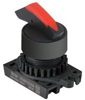 Головка переключателя S2SRN-L7R, с короткой ручкой тип sharck под подсветку, цвет красный, 3-х позиционный 900 с фиксацией, монтажное отверстие ?22/25мм | код A8026-A5550003717 | РЕЛЕ И АВТОМАТИКА
