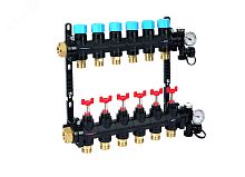 Композитная коллекторная группа с расходомером (0-3л) и термометром, 1 - 2 x 3/4EK | код UFH-0605MDK02-03L | Henco