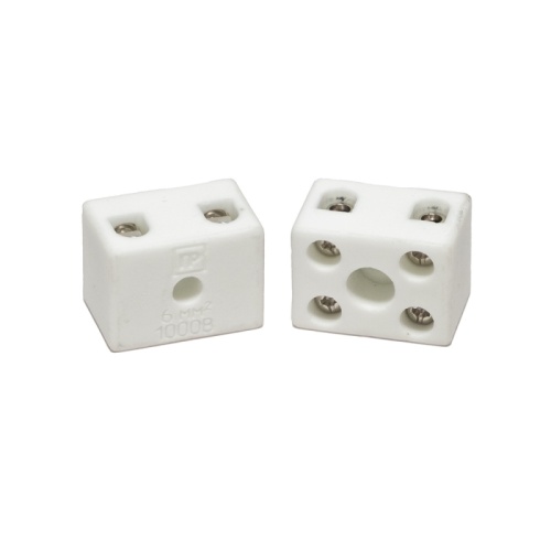 Клемма керамическая латунь 6 мм? 2 пары контактов с крепежным отверстием (5 шт/уп) Промрукав | код PR08.7163 | ПРОМРУКАВ