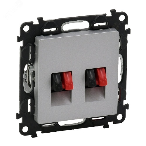 Valena LIFE Аудиорозетка двойная с лицевой панелью пружинные зажимы алюминий | код 753678 | Legrand