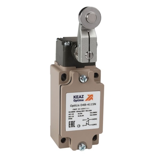 Выключатель концевой OptiLiS D4B-4115N рычаг металлический с роликом металлическим EN 50041 XCKJ10513H29 | код 378687 | КЭАЗ