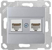 Rita - Розетка 2хRJ-45 кат. 6 UTP, нерж. сталь | код 2200-141-0182 | Mutlusan