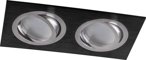 Светильник ИВО-2х50w G5.3 поворотный прямоугольный черный-хром | код 32641 | Feron