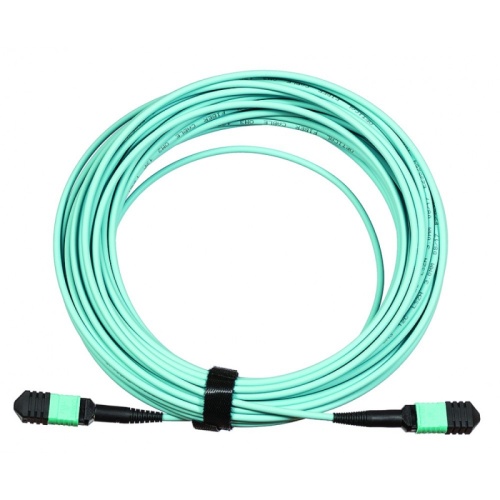 Сборка кабельная MPO-MPO, 12 волокон OM3, тип B (Key Up-Key Up), низкие потери, LSZH, 30 м, аква | код LAN-12M-12M/OM3B-30 | LANMASTER