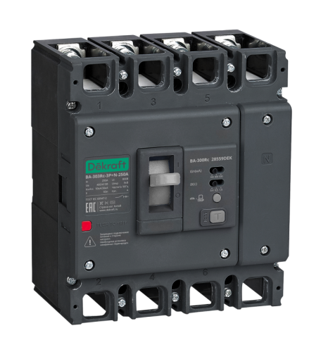 Выключатель автоматический силовой 3п+N 160А 50кА ВА-303Rc Sel 100/300/500мА 0.4/0.5/1с DEKraft 28557DEK Выключатель автоматический силовой 3п+N 160А 50кА ВА-303Rc Sel 100/300/500мА 0.4/0.5/1с DEKraft 28557DEK