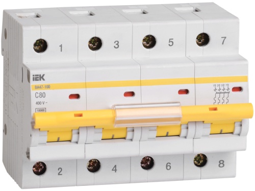 Автоматический выключатель ВА47-100 4Р 35А 10кА С | код MVA40-4-035-C | IEK 