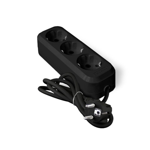 Удлинитель UNIVersal У10-554 ПВС 3*0,75 3гн. с/з 2м (еврослот) черный | код 1981 | Universal