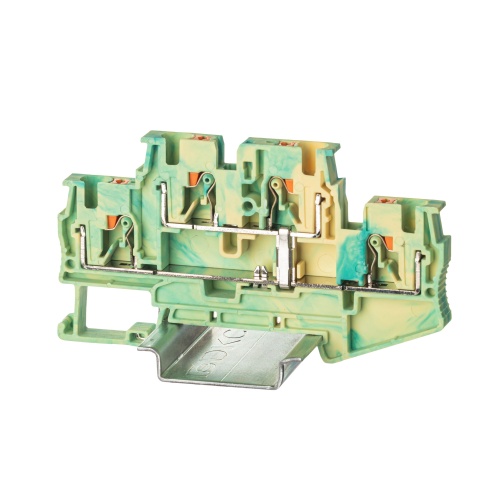 Клемма заземления двухуровневая , зажим push-in, 4 точки подключения, 4 кв.мм | код VPRTT-4-PE-YG | DKC Клемма заземления двухуровневая , зажим push-in, 4 точки подключения, 4 кв.мм | код VPRTT-4-PE-YG | DKC