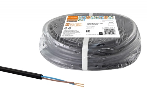Провод ПВСмб 2х0.75 (бухта 10м) черный Народный ТРТС | код SQ0118-0617 | РЭМЗ ТМ