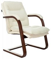 Кресло Бюрократ T-9927WALNUT-AV слоновая кость кожа полозья дерево | код 1360720 | БЮРОКРАТ