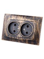 Розетка двойная 2П 10А 250В старинная бронза Лама TDM | код SQ1815-0765 | TDM