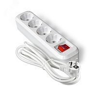 Удлинитель S-304А ПВС 3*1,5 ,4 гнезда, с заземлением, с выключателем, 3м (еврослот) | код 1734 | UNIVersal