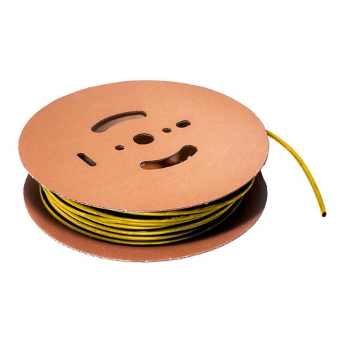 Термоусадочная трубка без клеевого слоя RUICHI, коэффициент усадки 2:1, катушка 50 м, диаметр 40 мм, желтая | код 60753 | Ruichi