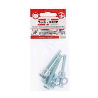 Болт DIN933 М8х60 шестигранная голова полная резьба оцинкованный + гайка + шайба (4 шт) | код 112724 | Tech-KREP