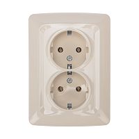 DEA Розетка 2-ая керамика с/з с/у 16А Беж KRANZ | код KR-78-0250 | KRANZ