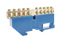 Шинки нулевые латунные на дин-опоре ШНИ 8х12мм 10 отв. цвет синий | код DBN-28-10N | Engard