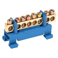 Шина N нулевая с синим изолятором тип Стойка на DIN-рейку 6x9 мм 8 групп REXANT | код 11-2353 | REXANT