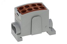 Клемма коричневая, 4 подключения 2,5-16мм 1000V 100А | код HL25/161P2WBN | INPIN