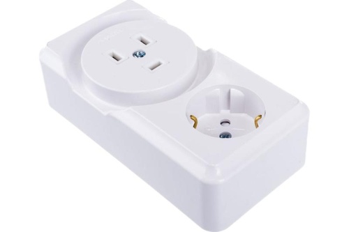 Блок розеток ОП IP20 1-м 16А с заземл. + 1-м 32А 2P+PE 250В штепсельная бел. Bylectrica БРА32-016 фото 3