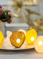 Гирлянда светодиодная "Цветы" желт. гамма 10LED ткань тепл. бел. 1.8+0.3м | код KOC_GIR-B110 | КОСМОС