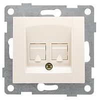 GUSI Bravo механизм розетки телефонной RJ12, двойной, скрытая установка. Цвет бежевый. | код С10Т2-003 | GUSI ELECTRIC