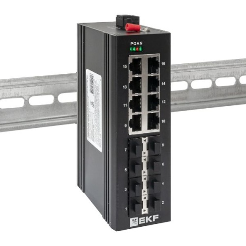 Промышленный неуправляемый коммутатор U-8GX/SFP-8GT, 8 портов 1000Base-X SFP, 8 портов 10/100/1000Base-T(X) RJ45, монтаж на динрейку TSX EKF | код TSX-U-8GX/SFP-8GT | EKF фото 3 Промышленный неуправляемый коммутатор U-8GX/SFP-8GT, 8 портов 1000Base-X SFP, 8 портов 10/100/1000Base-T(X) RJ45, монтаж на динрейку TSX EKF | код TSX-U-8GX/SFP-8GT | EKF фото 3