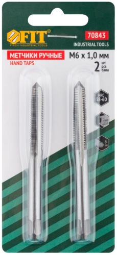 Метчики метрические, легированная сталь, набор 2 шт М6х1.0 мм | код 70843 | FIT фото 3