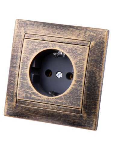 Розетка 2П+З 16А 250В старинная бронза Лама TDM | код SQ1815-0764 | TDM