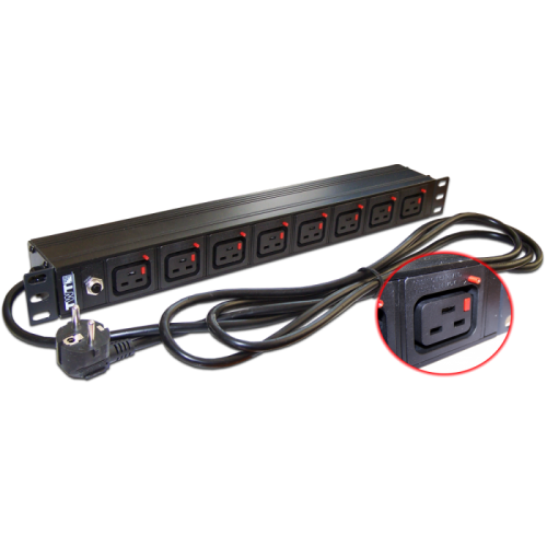 Блок розеток 19, 1-фазный без выключателя,16A / 250V, 8xC19 с фиксатором вилки, шнур 3.0 м, вилка Schuko | код TWT-PDU-16A8C9L-3.0 | TWT Блок розеток 19, 1-фазный без выключателя,16A / 250V, 8xC19 с фиксатором вилки, шнур 3.0 м, вилка Schuko | код TWT-PDU-16A8C9L-3.0 | TWT