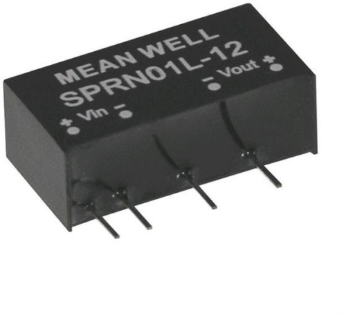 Источник питания DC-DC, 1Вт, вход 4.75…5.5В, стабил. выход 15В/67мА, изоляция 1500В DC, SIP6, 19.6х7.1х10.14мм, -40С…+90С | код SPRN01L-15 | MeanWell