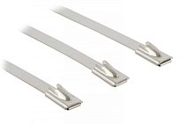 Стяжка стальная коррозионно-стойкая (нержавеющая сталь 304L) 300x4.5x0.3мм (100 шт), Hyperline FVC-300ST | код 17099 | Hyperline