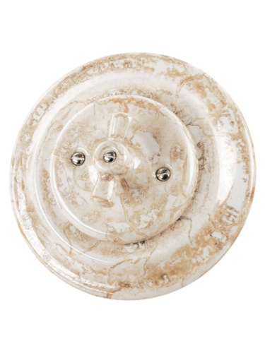 Выключатель скрытой установки фарфоровый поворотный 2-кл. с ручкой (бантик) 10А мраморный «Болонь» T | код SQ1820-0112 | TDM