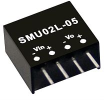 Источник питания DC-DC, 2Вт, вход 4.5…5.5В, выход 5В/80...400мА, изоляция 1500В DC, SIP4, 11.6х7.5х10.14мм, -40С…+85С | код SMU02L-05 | MeanWell