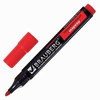 Маркер перманентный (нестираемый) BRAUBERG Contract, КРАСНЫЙ, круглый наконечник, 3 мм, без клипа, 150467 | код 150467 | BRAUBERG