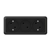 Розетка 3-м ОП Олимп 16А IP20 без заземл. черн. Universal 2217