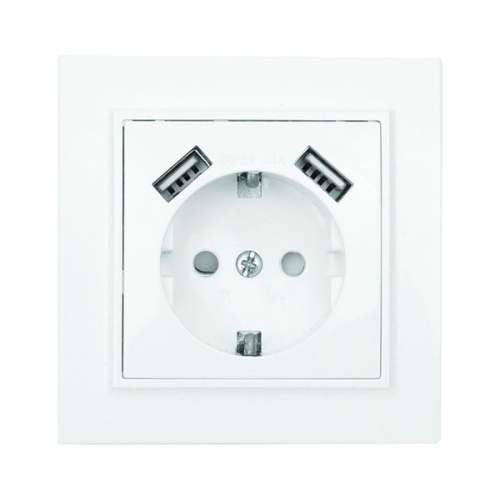 Минск Розетка 1-местная СП с/з 16А белая с защ, штор, с 2 USB 2,1А | код ERR16-028-100-2USB | EKF фото 2 Минск Розетка 1-местная СП с/з 16А белая с защ, штор, с 2 USB 2,1А | код ERR16-028-100-2USB | EKF фото 2