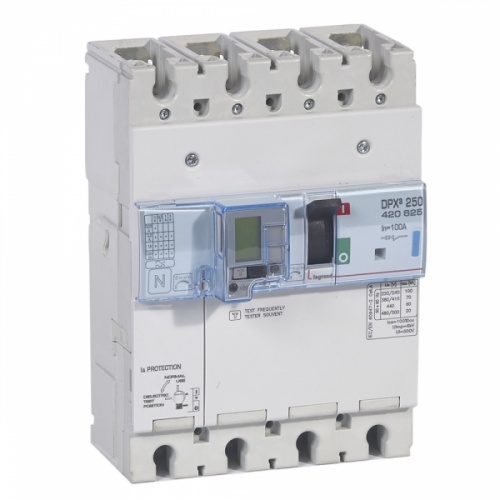 Автоматический выключатель DPX3 250 -  термомагн. расц. - с диф. защ. - 70 кА - 400 В~ - 4П - 100 А | код. 420625 | Legrand 
