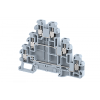 Клемма проходная винтовая 2,5 мм2, трехуровневая, на 6 подключения, серая TQ2.5-3T-GREY | код 1202030000 | Elmex