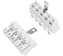 923-5PEF Клемма пружинная с кнопкой и заземл.пластиной (металл) КСП 5-полюсная, сеч.2.5мм2, бел., шт | код 923-5PEF | SILAT