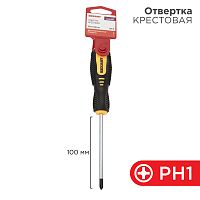 Отвертка крестовая PH 1х100 мм, двухкомпонентная рукоятка REXANT | код 12-4727 | REXANT