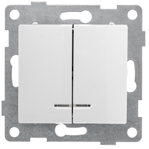 GUSI Bravo механизм выключателя 2кл. (инд), скрытая установка, 10А, 250В. Цвет: белый. | код С10В28-001 | GUSI ELECTRIC