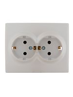 KARINA Розетка двойная с/з керамика жемчужно-белый перламутр (10шт/120шт) | код 707-3000-127 | Lezard