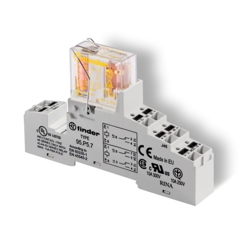 Интерфейсный модуль (сборка 50.12.9.024.5000 + 95.P5SMA), электромеханическое реле безопасности, 2CO 8A, контакты AgNi+Au, питание 24В DC, категория защиты IP20, клеммы Push-in, металлическая клипса | код 48P290245007SMA | FINDER Интерфейсный модуль (сборка 50.12.9.024.5000 + 95.P5SMA), электромеханическое реле безопасности, 2CO 8A, контакты AgNi+Au, питание 24В DC, категория защиты IP20, клеммы Push-in, металлическая клипса | код 48P290245007SMA | FINDER