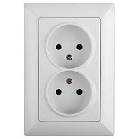 Розетка Intro Solo 4-204-01 без заземления двойная 2х2P, 16А-250В, IP20, СУ, белый | код Б0053666 | ЭРА