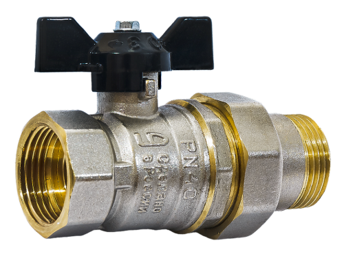 Кран шаровой со сгоном Ду15 1/2' ВН белая ручка бабочка | код LD 47.306.15 W | LD Pride