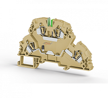 318 220, Клеммник 2-х ярусный пружинный, 4 мм.кв., с диодом, (бежевый), YBK4-2FD-B | код 0.0.0.3.18220 | KLEMSAN