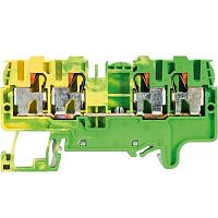 Заземляющая клемма, 4 точки подключения, тип фиксации провода: push in, номинальное сечение: 2,5/4 мм кв., 800V, ширина: 5 мм, цвет: желто-зеленый, тип монтажа: DIN 35 | код 56.203.9155.0 | Wieland