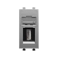 USB 2.0 розетка модульная, тип А-А, Avanti, Закаленная сталь, 1 модуль | код 4404401 | DKC